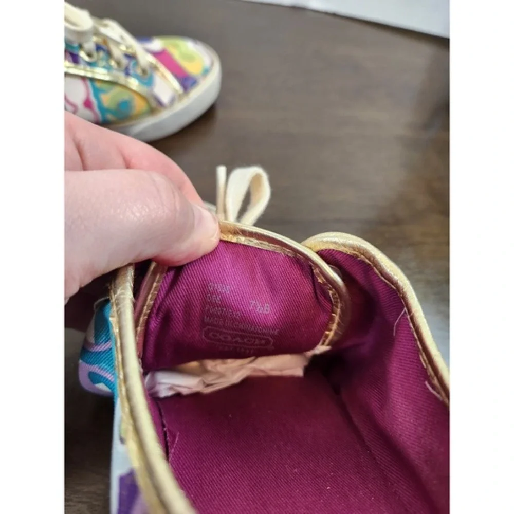 Coach Sneakers Low Top Canvas Colorful Pattern Casual Shoes Size 7.5‎ - Picture 7 of 7